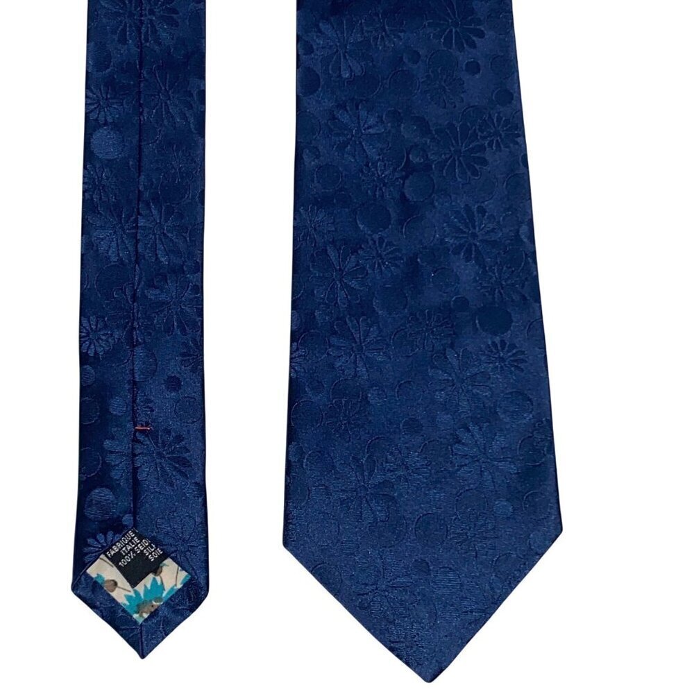 Paul Smith Men's Floral Jacquard Silk Tie Blue With Floral Lining Made In Italy